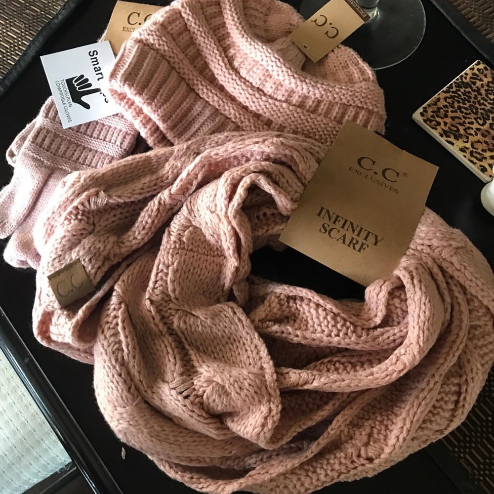 C.C beanie scarf & gloves brand new !